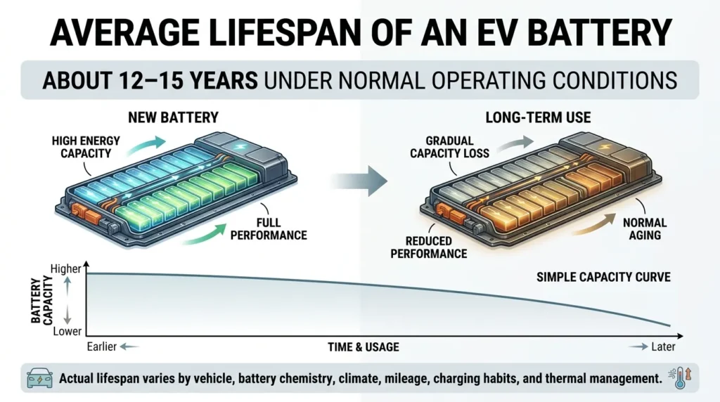 Average lifespan of an EV battery