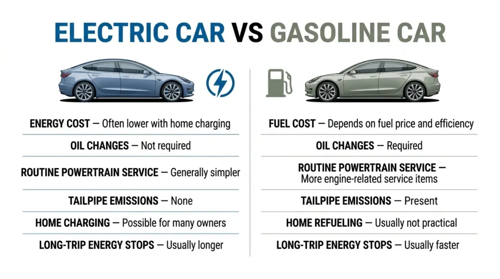 Electric car vs gasoline car comparison